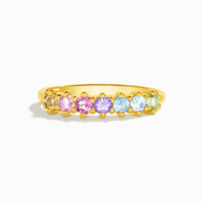 Pastel Rainbow Gemstone Eternity Ring in 18k Gold Vermeil - SJR London Timepiece