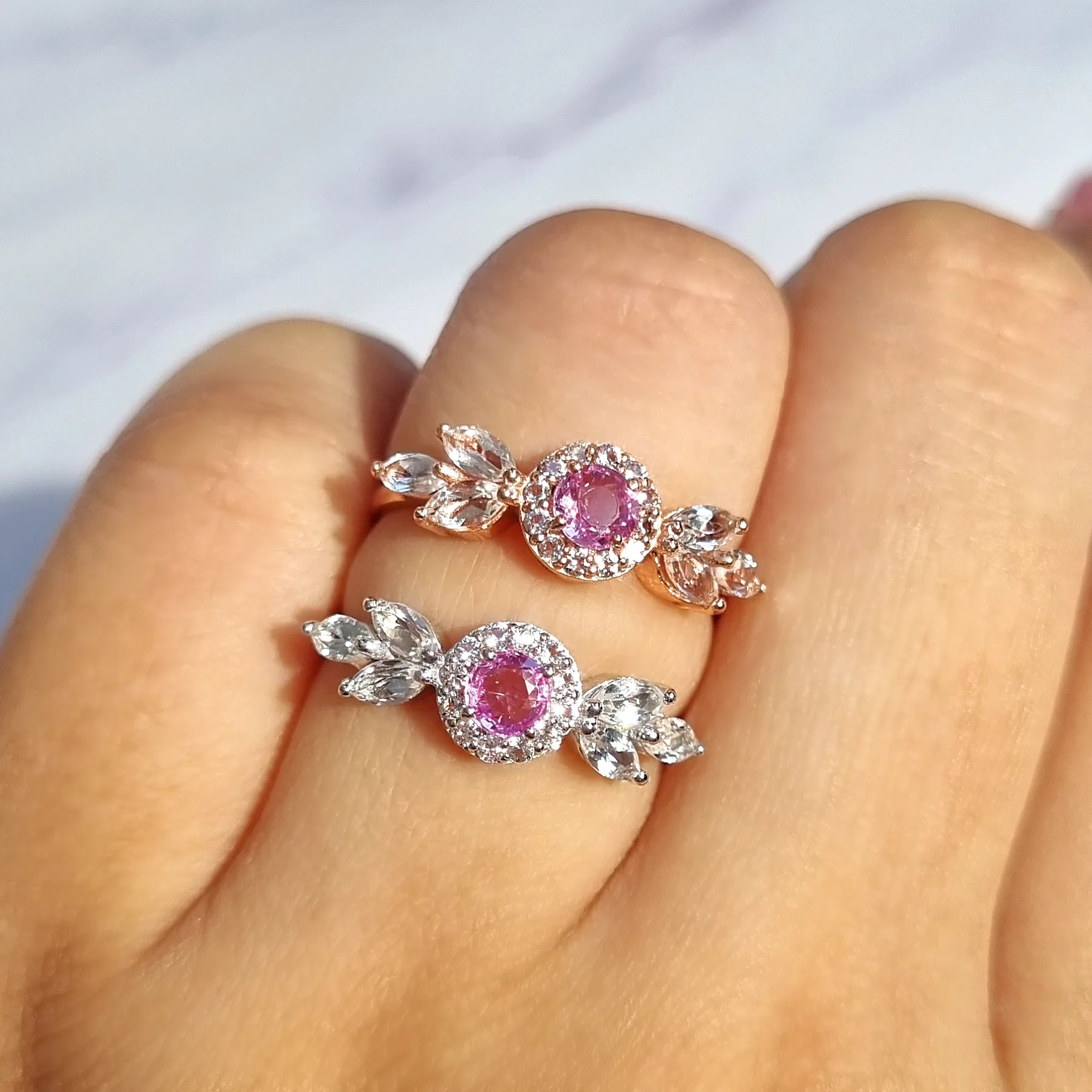 Aurelia Pink Sapphire Ring in 18k Rose Gold Vermeil - SJR London Timepiece