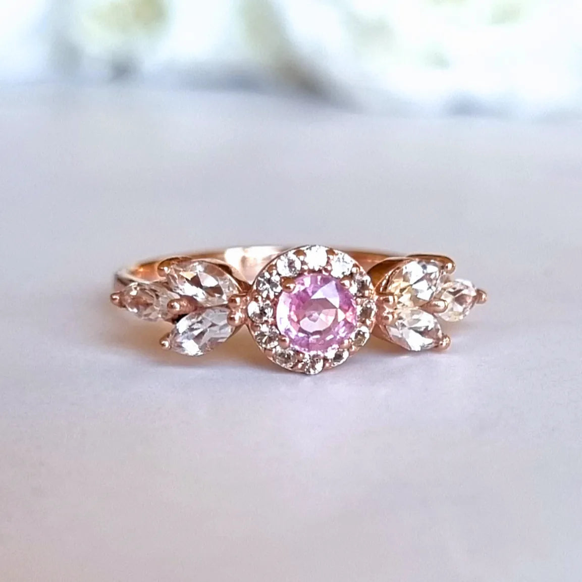 Aurelia Pink Sapphire Ring in 18k Rose Gold Vermeil - SJR London Timepiece