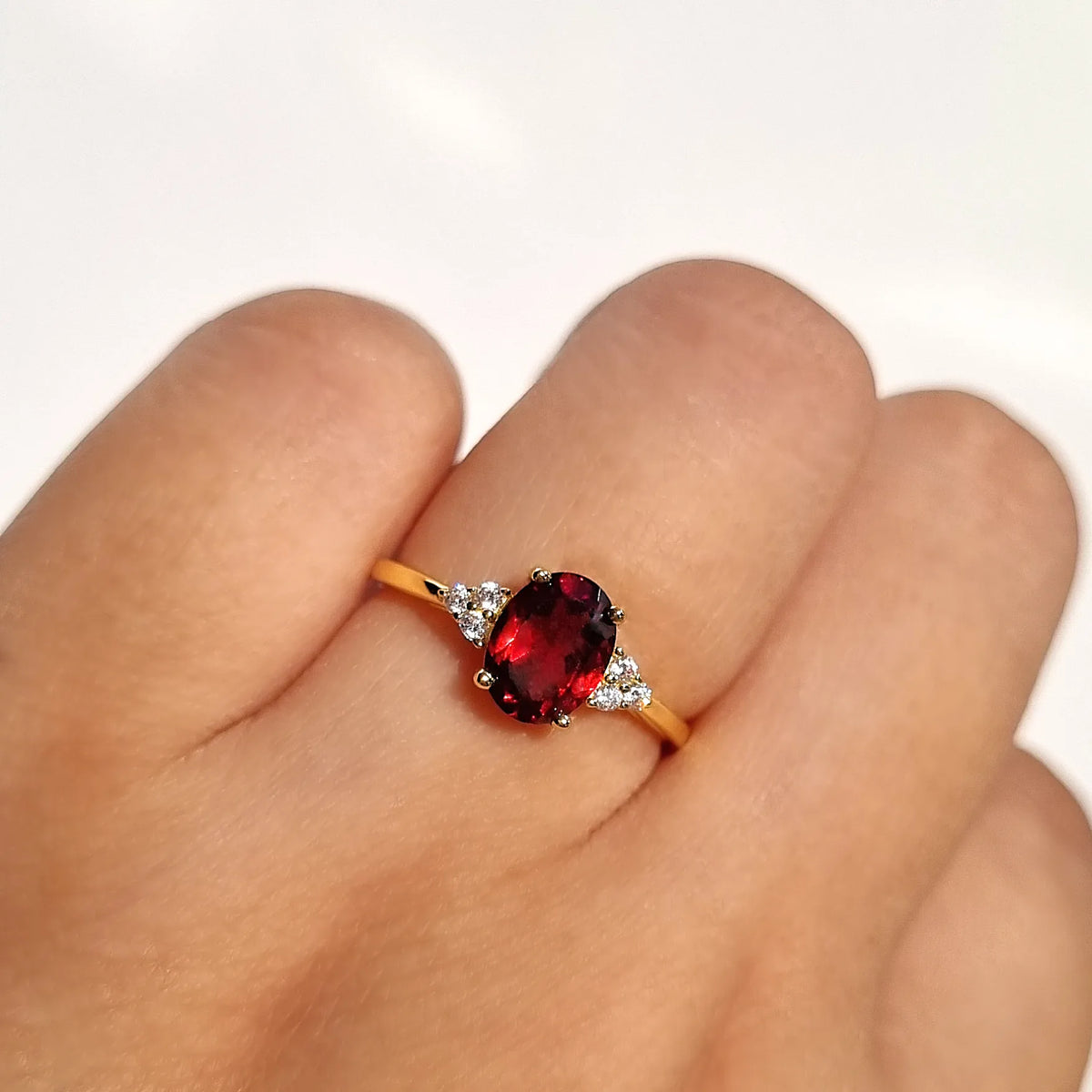 Garnet Ring in 18k Gold Vermeil - SJR London Timepiece