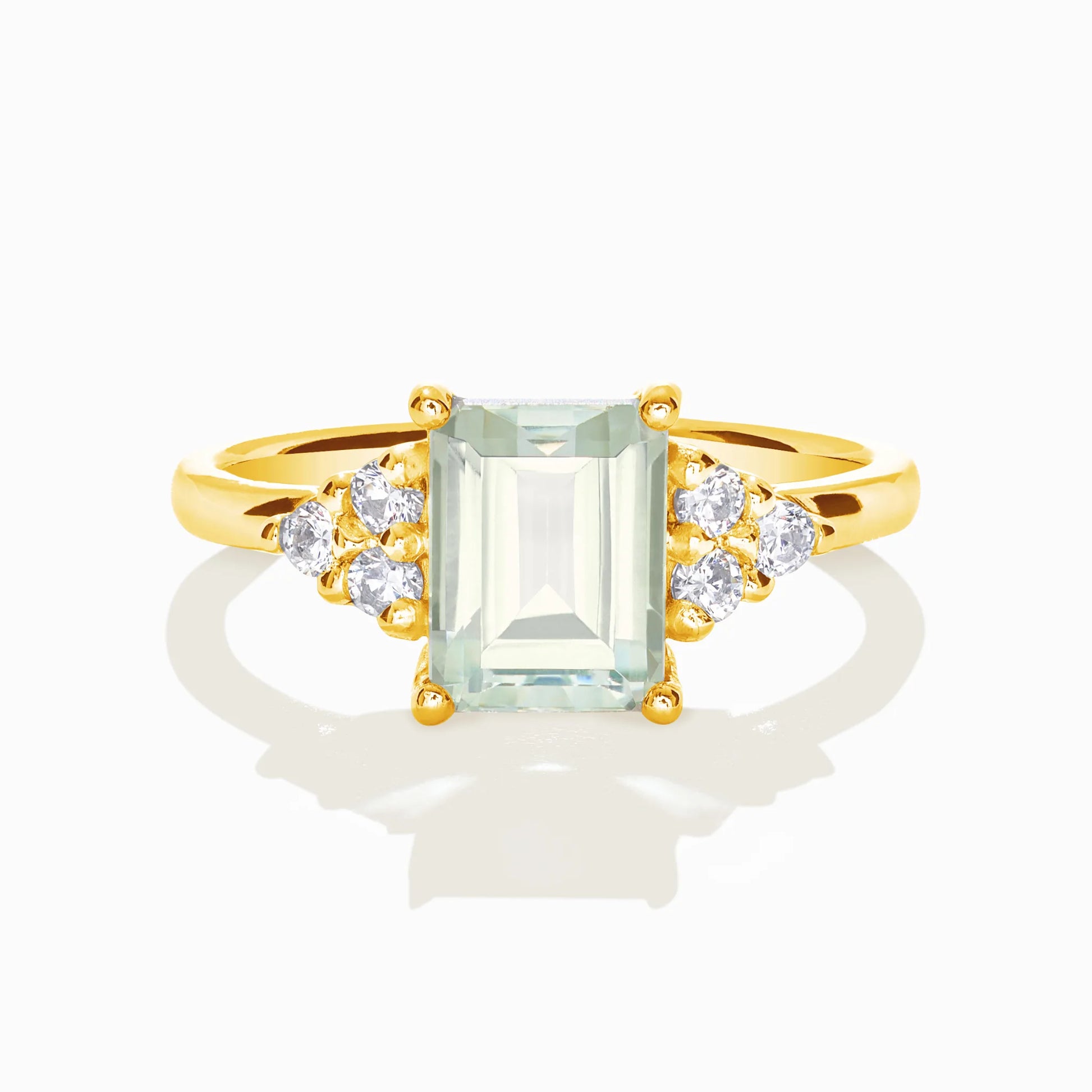 Green Amethyst Emerald Cut Ring in 18k Gold Vermeil - SJR London Timepiece