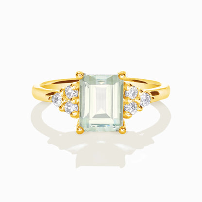 Green Amethyst Emerald Cut Ring in 18k Gold Vermeil - SJR London Timepiece