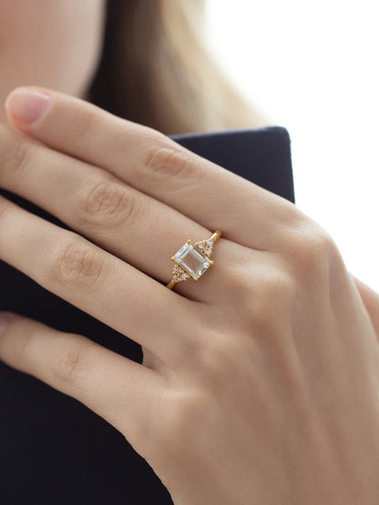 Green Amethyst Emerald Cut Ring in 18k Gold Vermeil - SJR London Timepiece