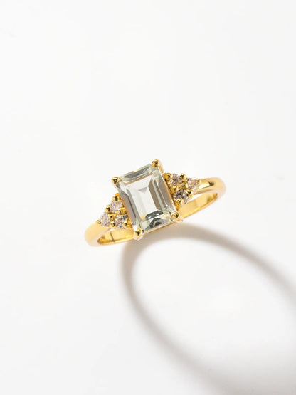 Green Amethyst Emerald Cut Ring in 18k Gold Vermeil - SJR London Timepiece