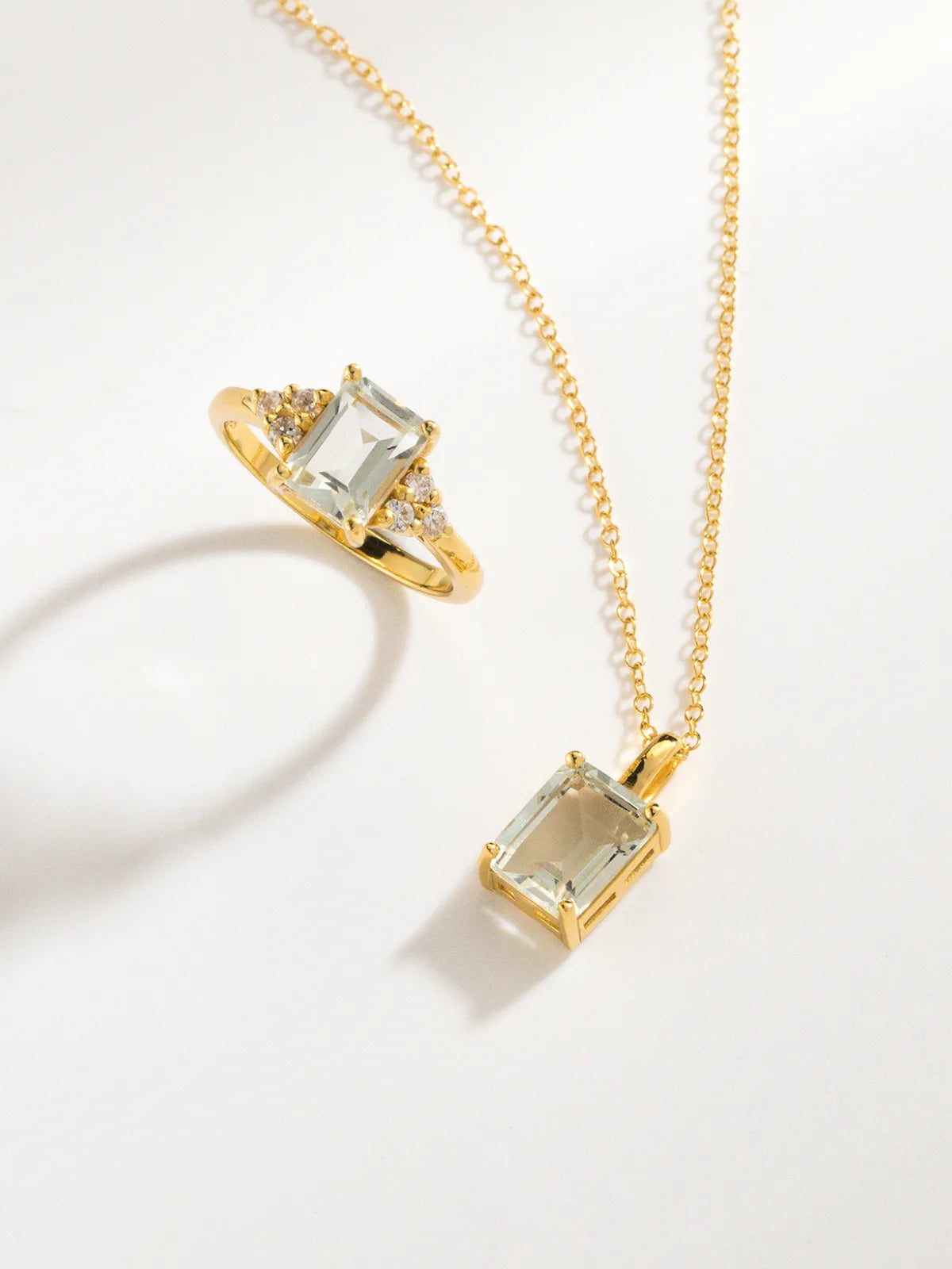 Green Amethyst Emerald Cut Ring in 18k Gold Vermeil - SJR London Timepiece