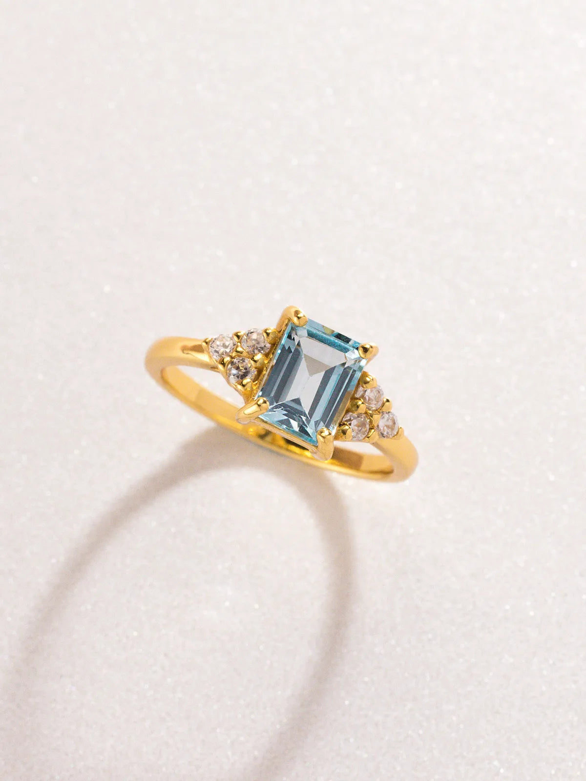 Blue Topaz Emerald Cut Ring in 18k Gold Vermeil - SJR London Timepiece