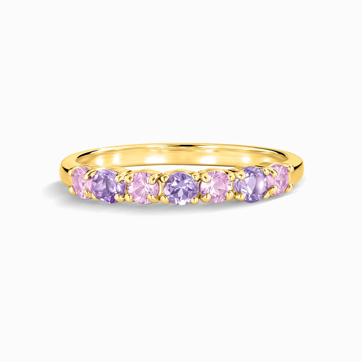 Pink Sapphire & Pink Amethyst Half Eternity Band in 18k Gold Vermeil - SJR London Timepiece