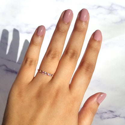 Pink Sapphire & Pink Amethyst Half Eternity Band in 18k Gold Vermeil - SJR London Timepiece