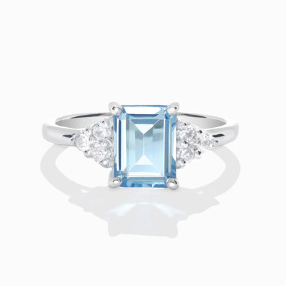 Blue Topaz Emerald Cut Ring in Sterling Silver - SJR London Timepiece