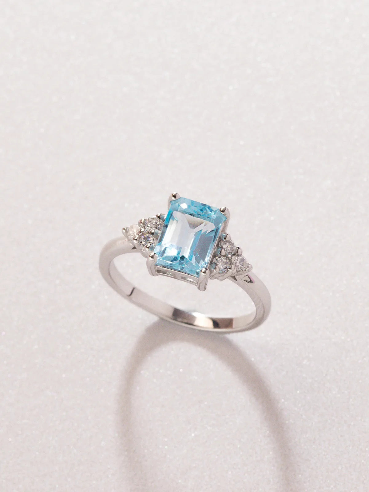 Blue Topaz Emerald Cut Ring in Sterling Silver - SJR London Timepiece