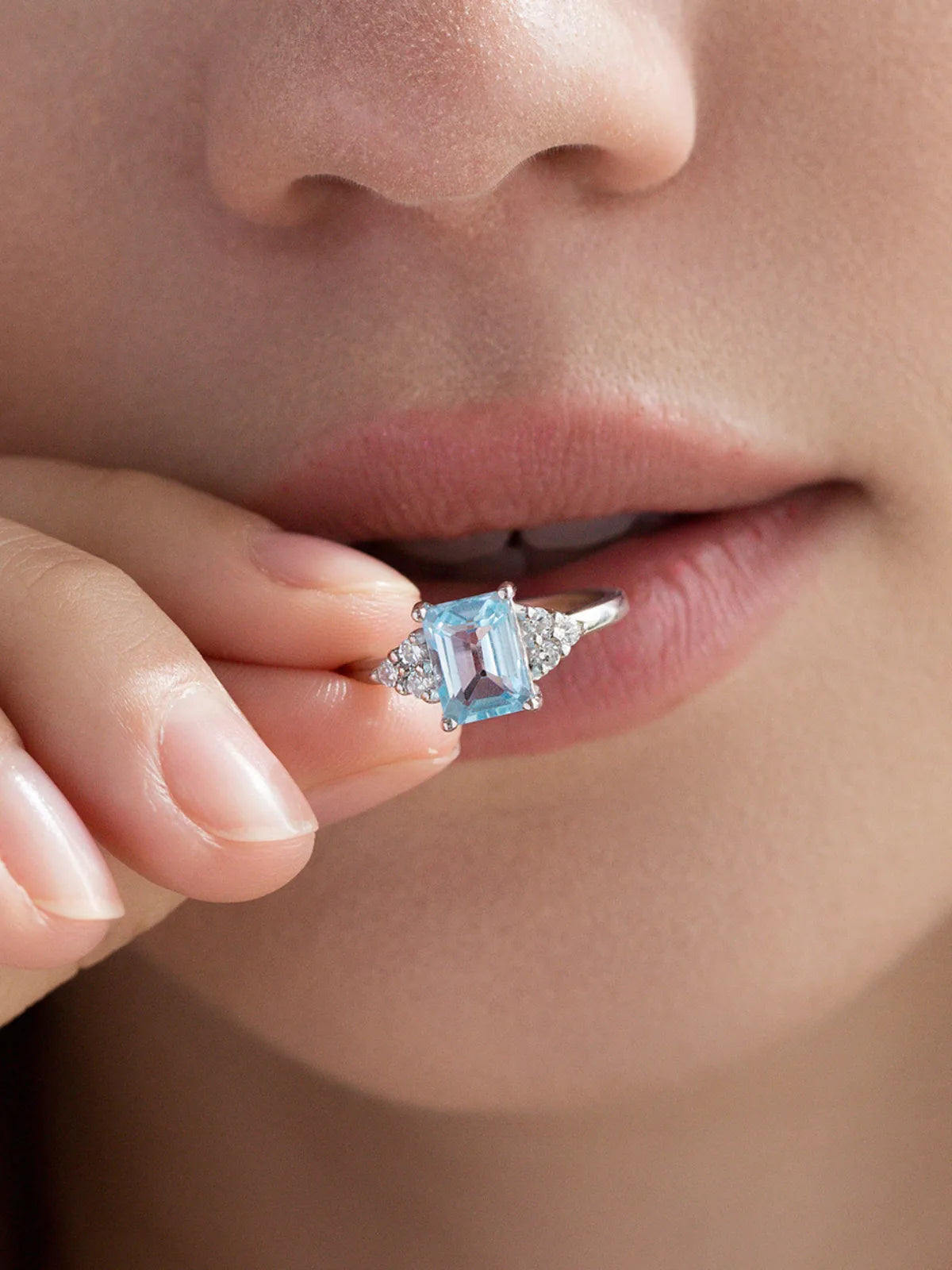 Blue Topaz Emerald Cut Ring in Sterling Silver - SJR London Timepiece
