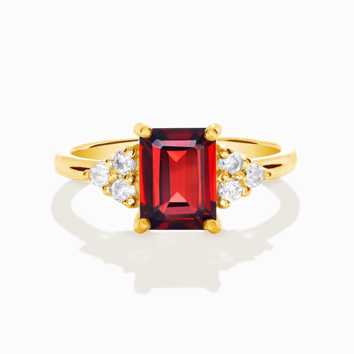 Garnet Emerald Cut Ring in 18k Gold Vermeil - SJR London Timepiece
