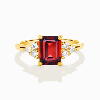 Garnet Emerald Cut Ring in 18k Gold Vermeil - SJR London Timepiece