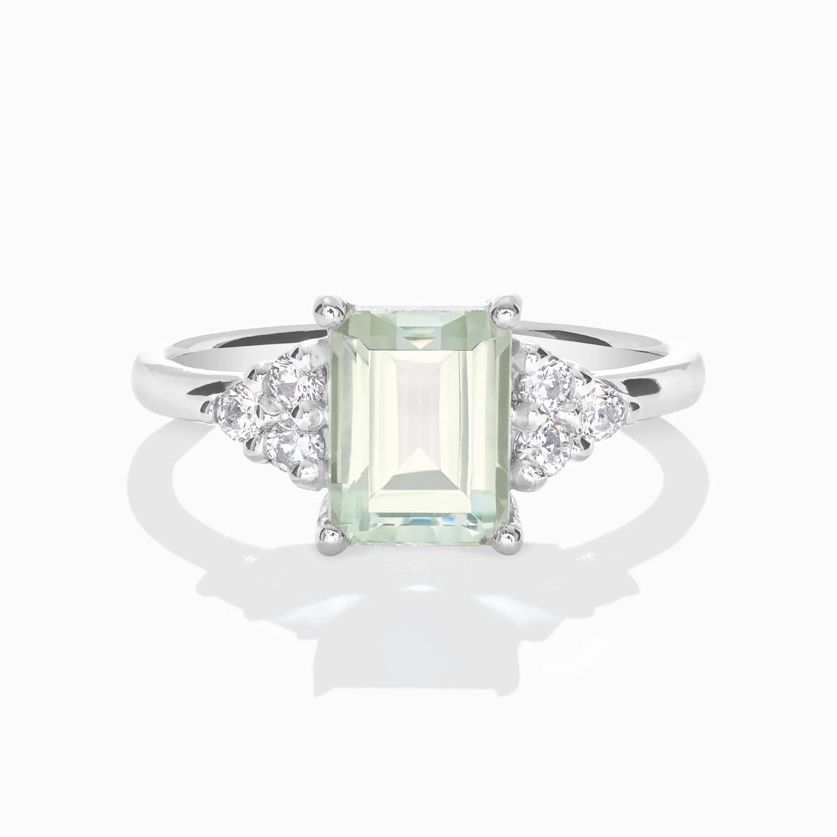 Green Amethyst Emerald Cut Ring in Sterling Silver - SJR London Timepiece