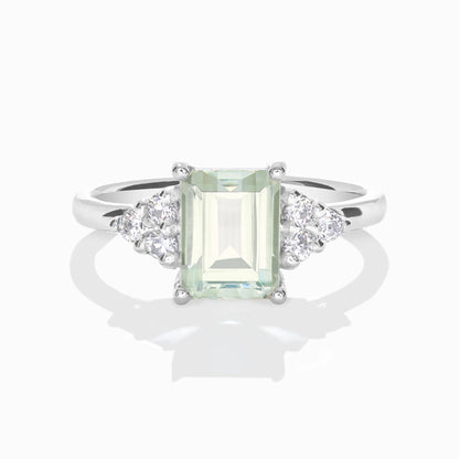 Green Amethyst Emerald Cut Ring in Sterling Silver - SJR London Timepiece