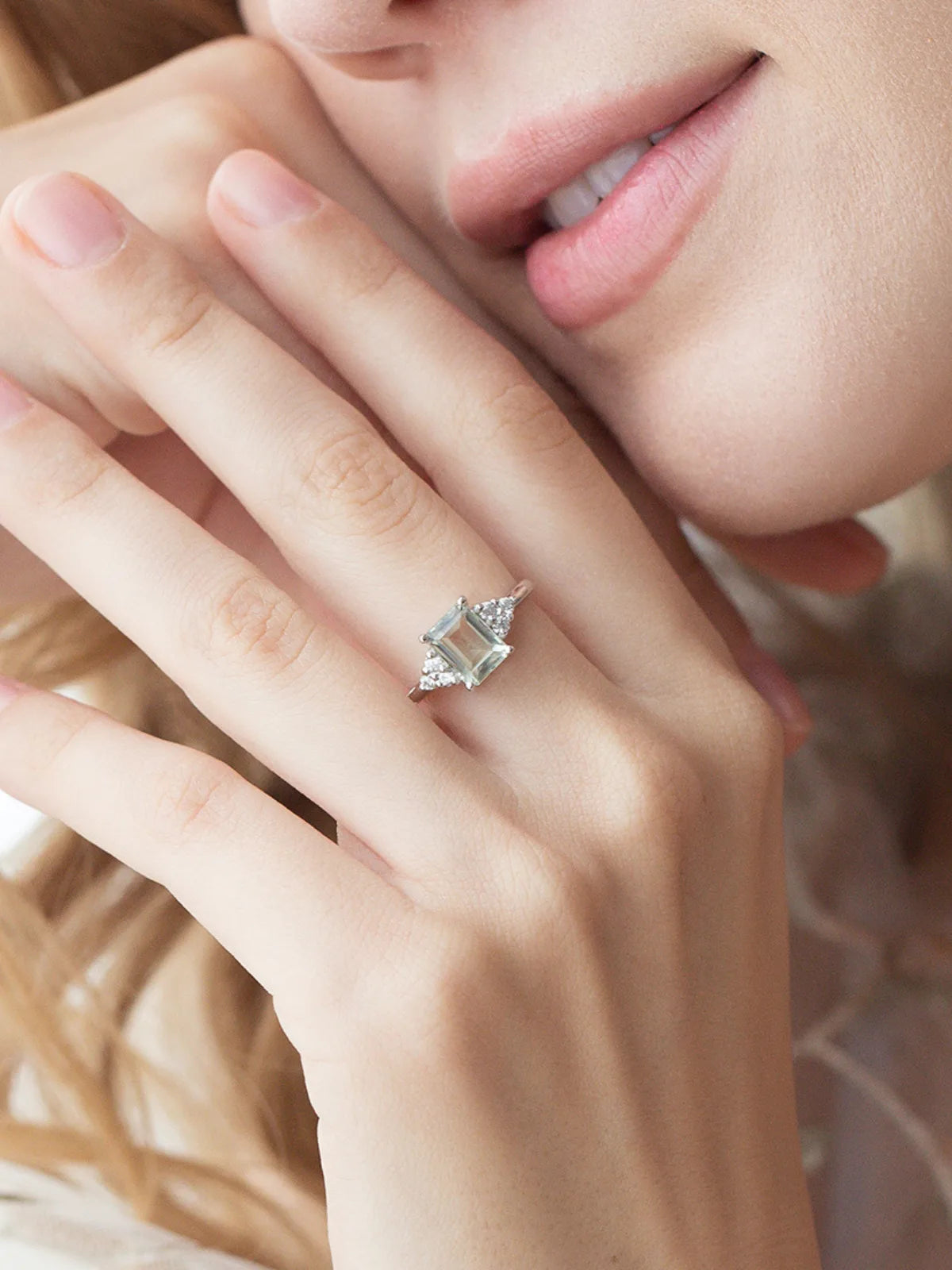 Green Amethyst Emerald Cut Ring in Sterling Silver - SJR London Timepiece