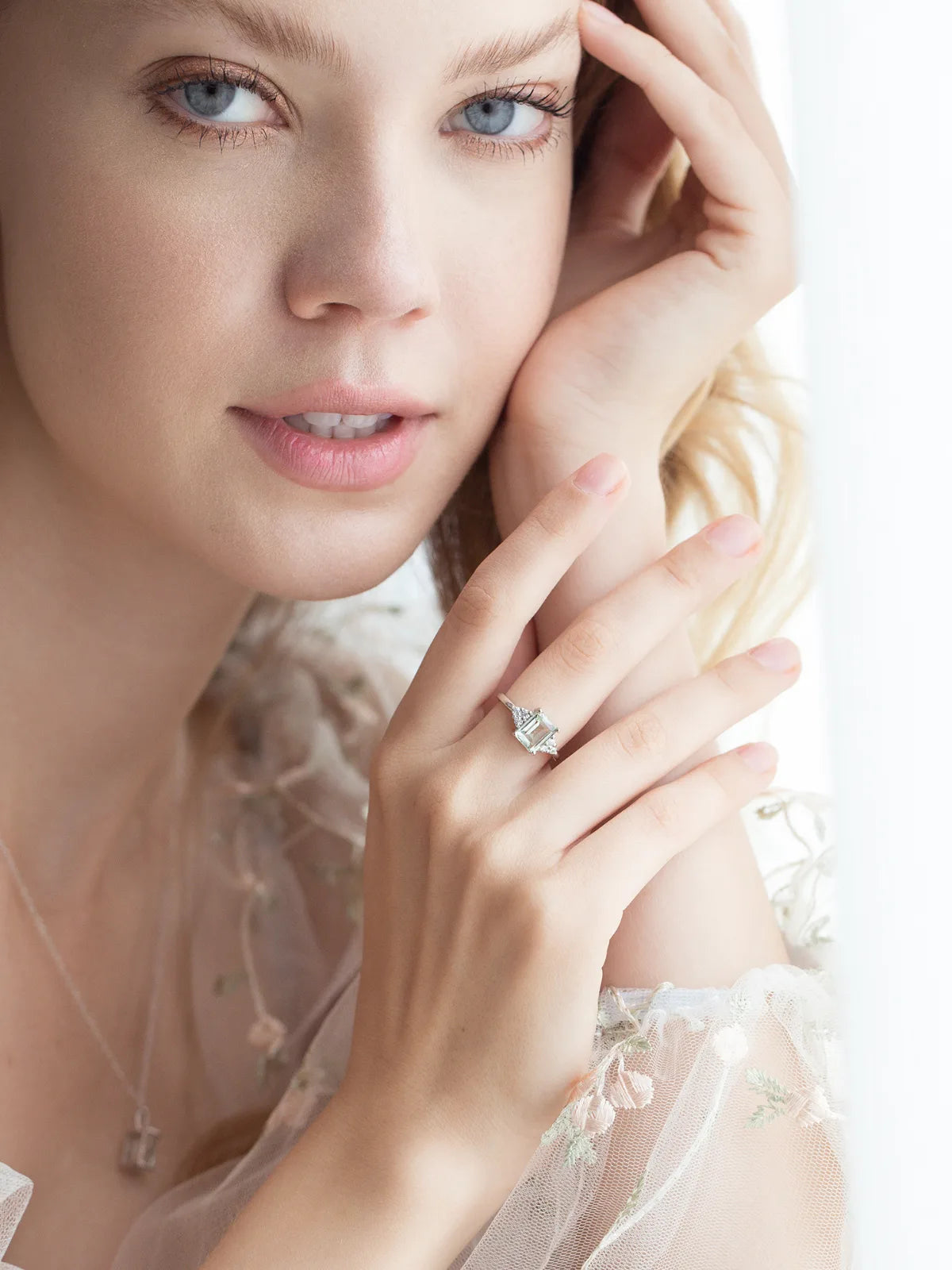 Green Amethyst Emerald Cut Ring in Sterling Silver - SJR London Timepiece