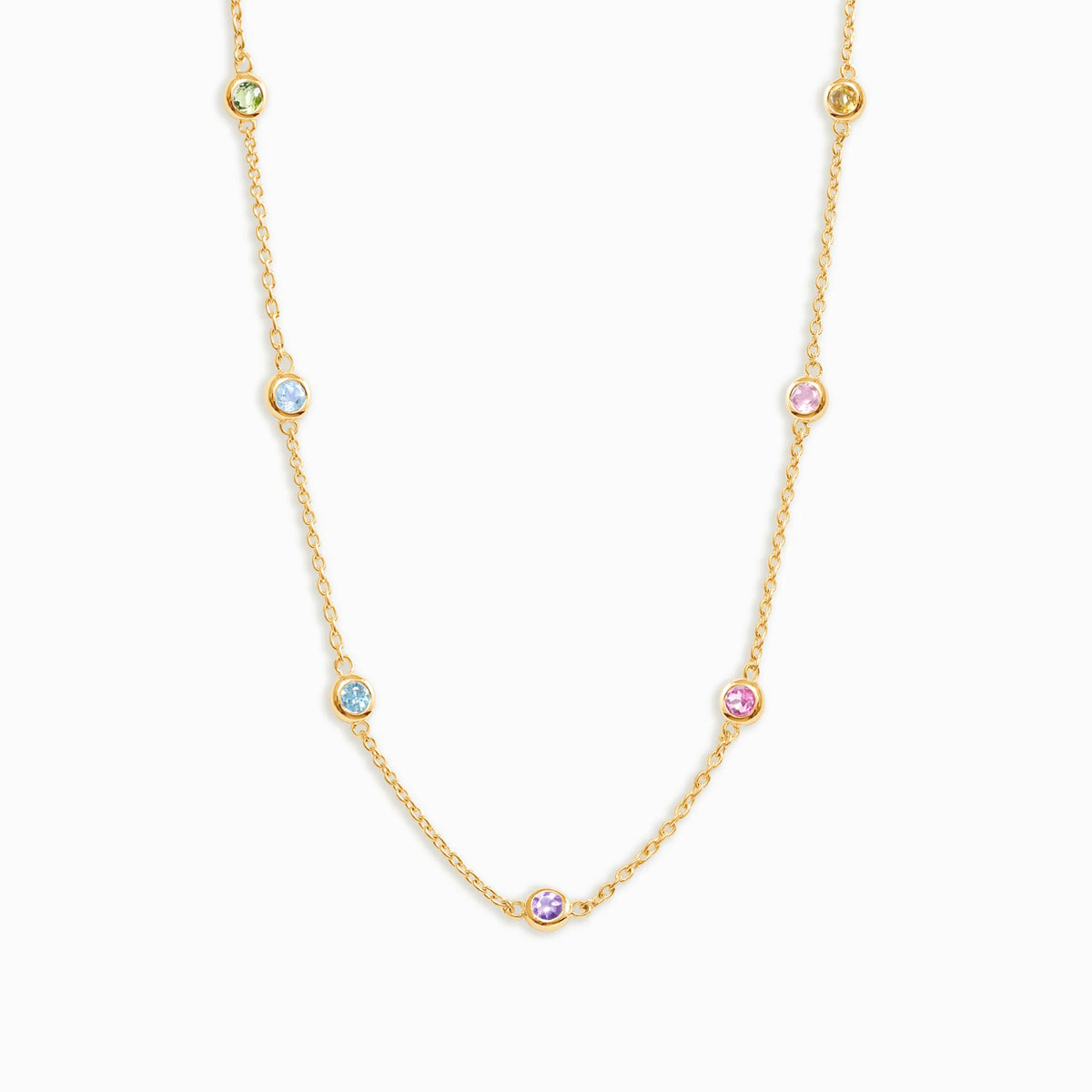 Rainbow Gemstone Necklace in 18k Gold Vermeil - SJR London Timepiece