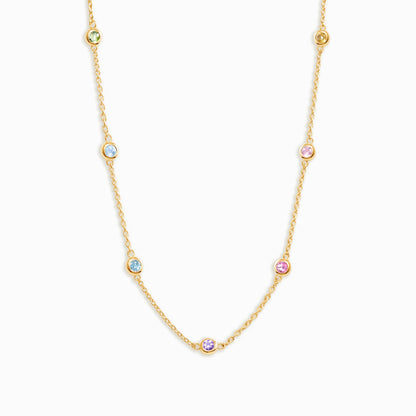 Rainbow Gemstone Necklace in 18k Gold Vermeil - SJR London Timepiece