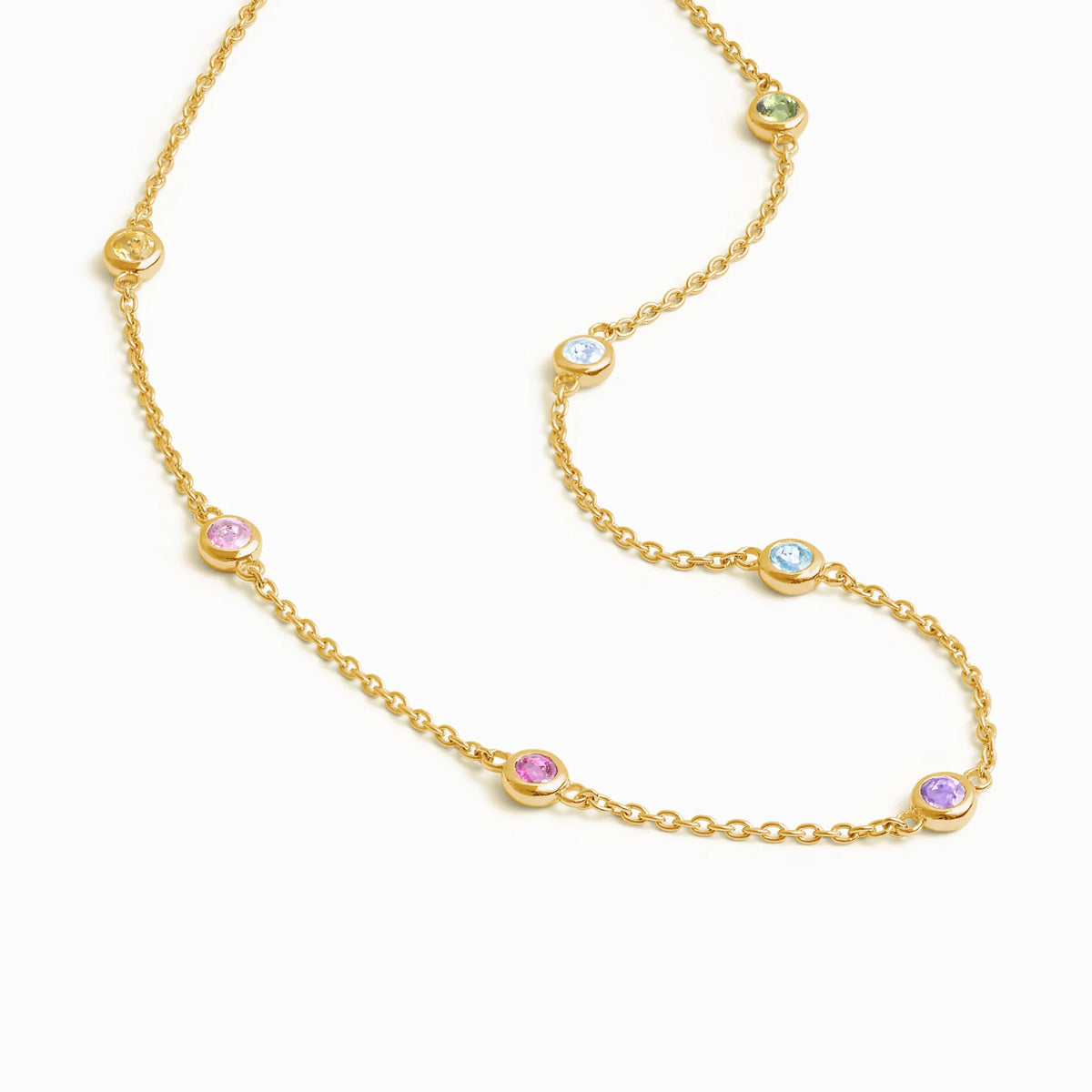 Rainbow Gemstone Necklace in 18k Gold Vermeil - SJR London Timepiece