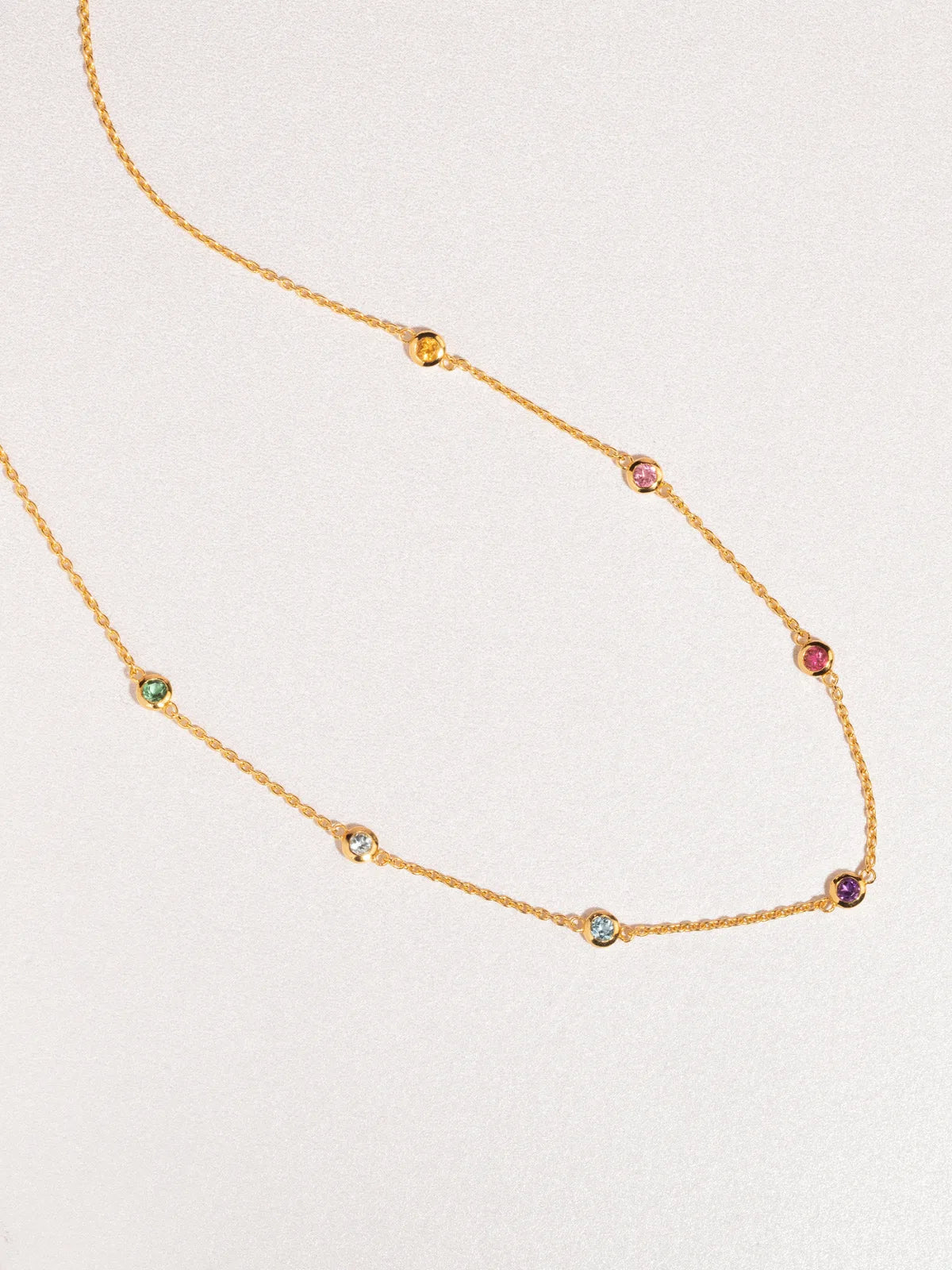 Rainbow Gemstone Necklace in 18k Gold Vermeil - SJR London Timepiece