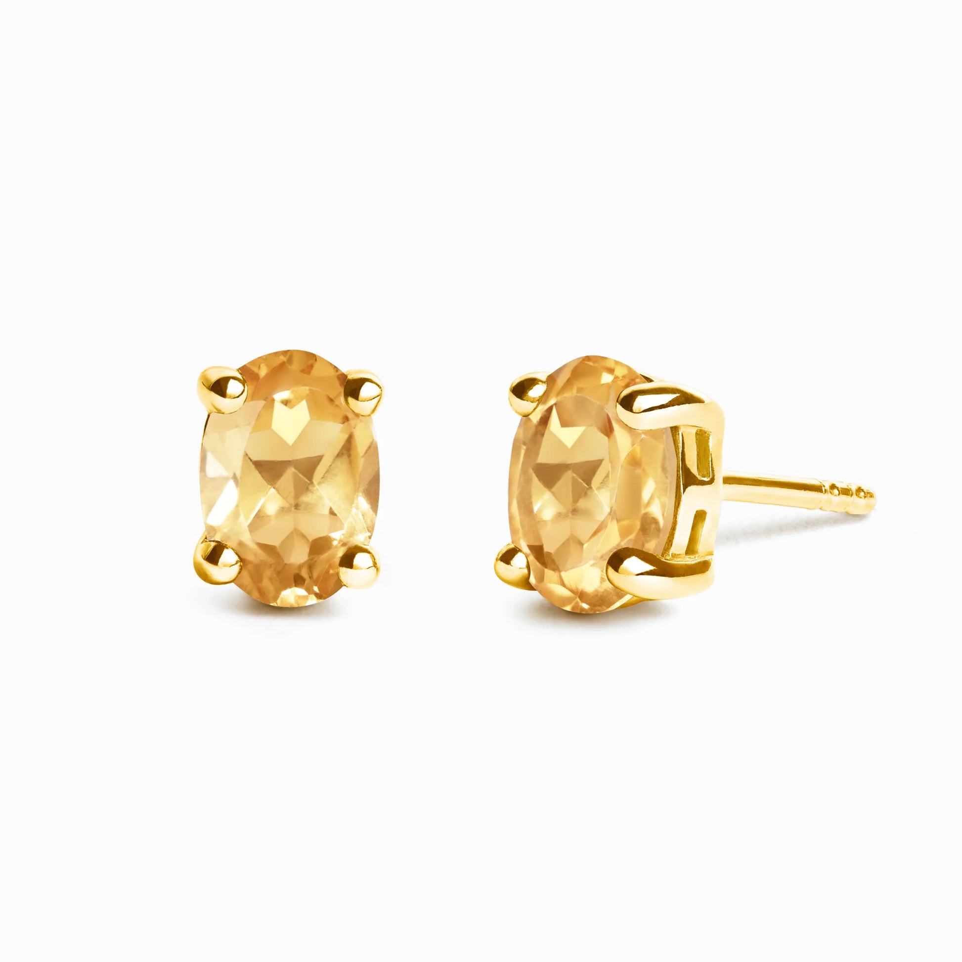 Citrine Oval Stud Earrings in 18k Gold Vermeil - SJR London Timepiece