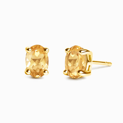 Citrine Oval Stud Earrings in 18k Gold Vermeil - SJR London Timepiece