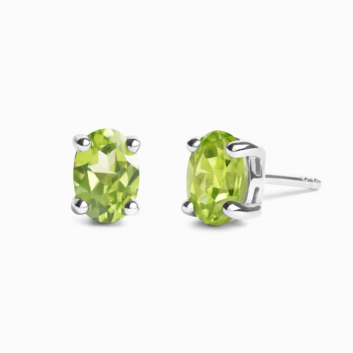 Peridot Oval Stud Earrings in Sterling Silver - SJR London Timepiece