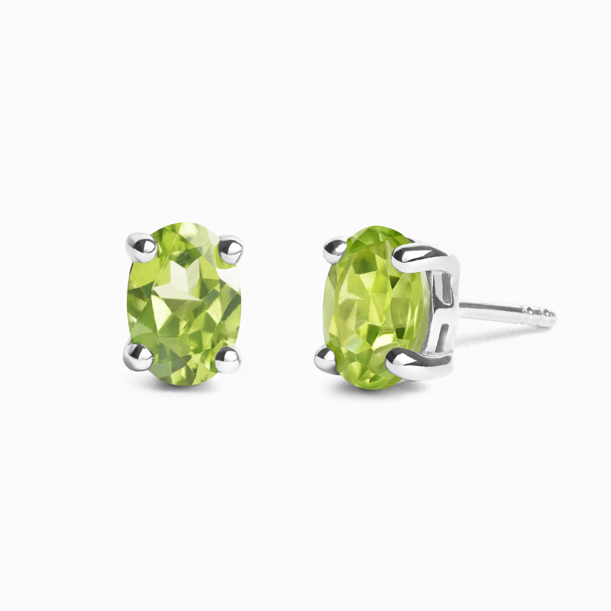 Peridot Oval Stud Earrings in Sterling Silver - SJR London Timepiece