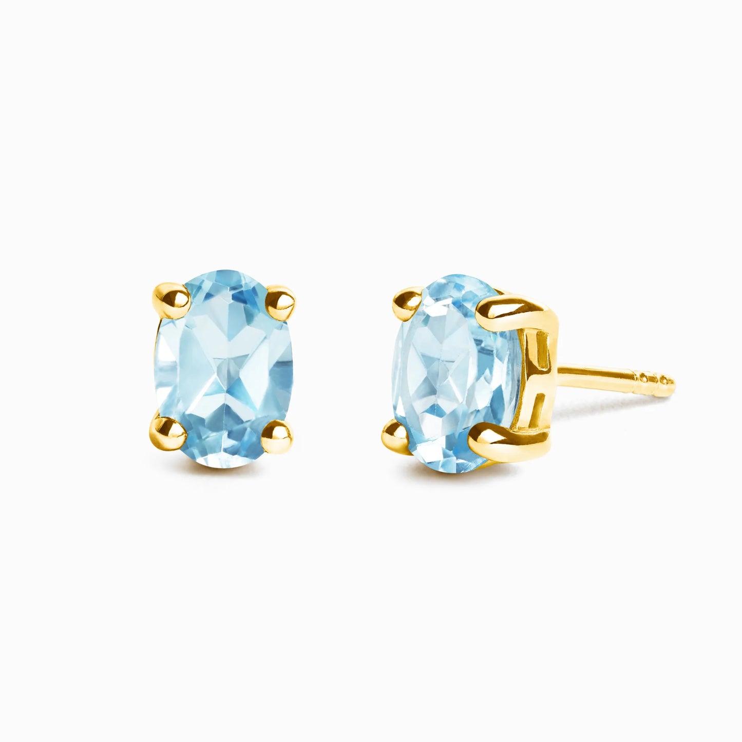 Blue Topaz Oval Stud Earrings in 18k Gold Vermeil - SJR London Timepiece