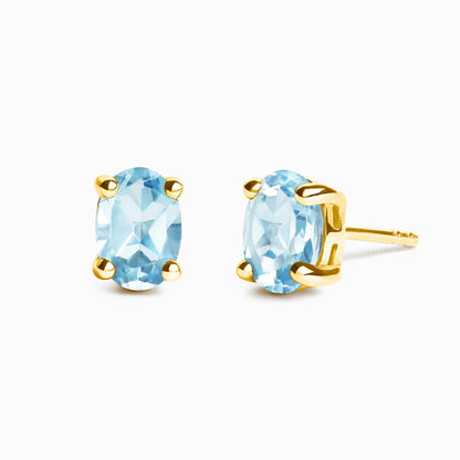 Blue Topaz Oval Stud Earrings in 18k Gold Vermeil - SJR London Timepiece