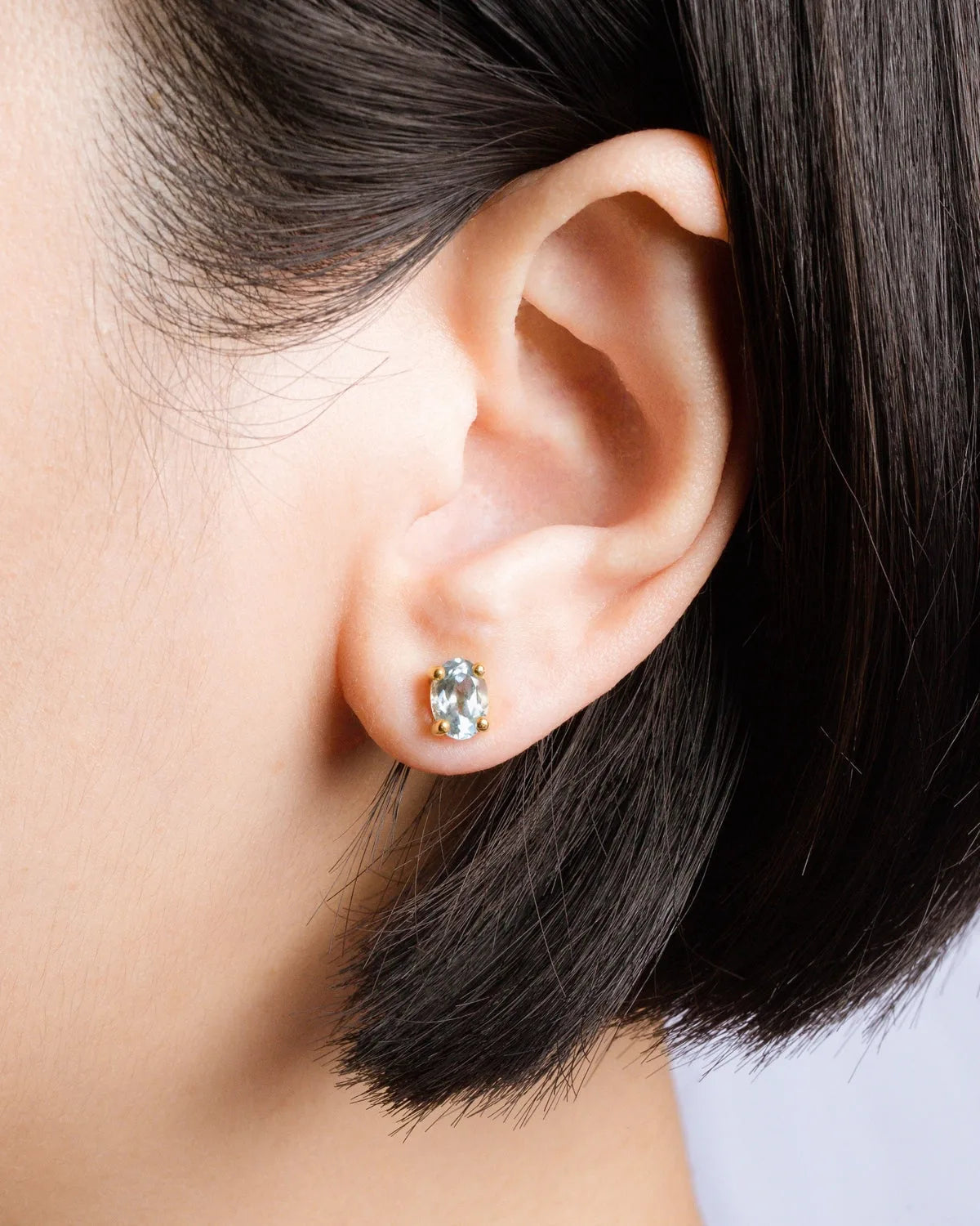 Blue Topaz Oval Stud Earrings in 18k Gold Vermeil - SJR London Timepiece