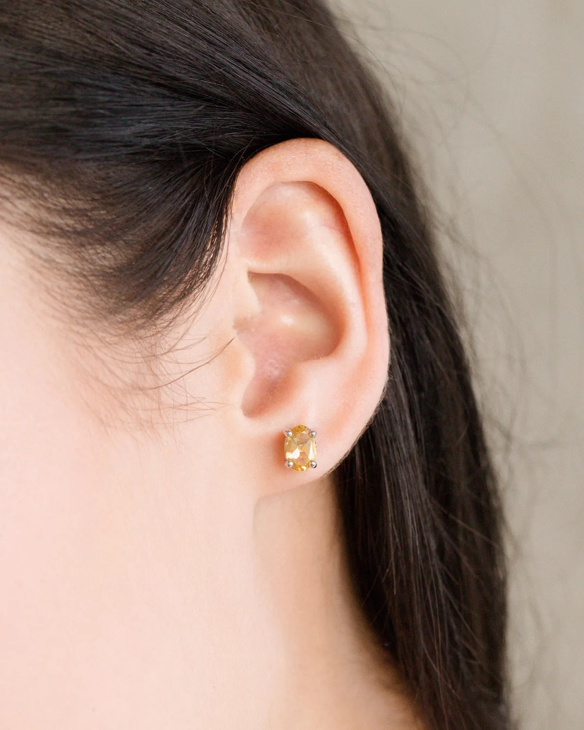 Citrine Oval Stud Earrings in Sterling Silver - SJR London Timepiece
