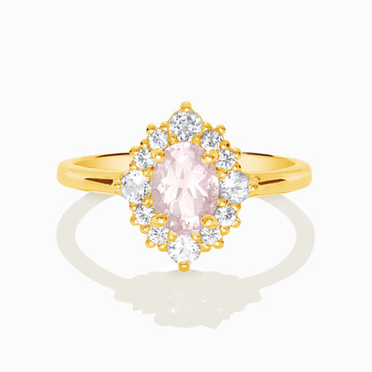 Pink Morganite Halo Ring in 18k Gold Vermeil - SJR London Timepiece