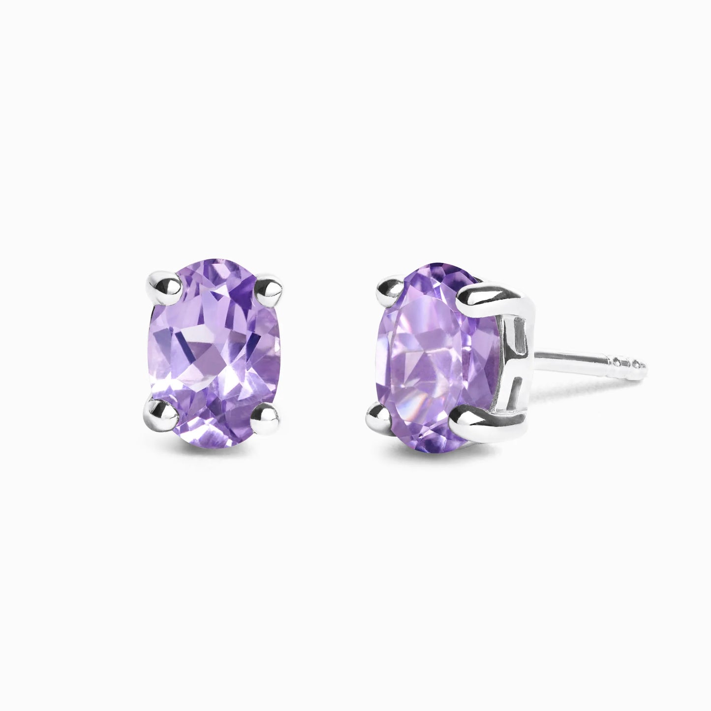Lavender Amethyst Oval Stud Earrings in Sterling Silver - SJR London Timepiece