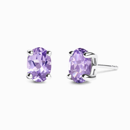 Lavender Amethyst Oval Stud Earrings in Sterling Silver - SJR London Timepiece