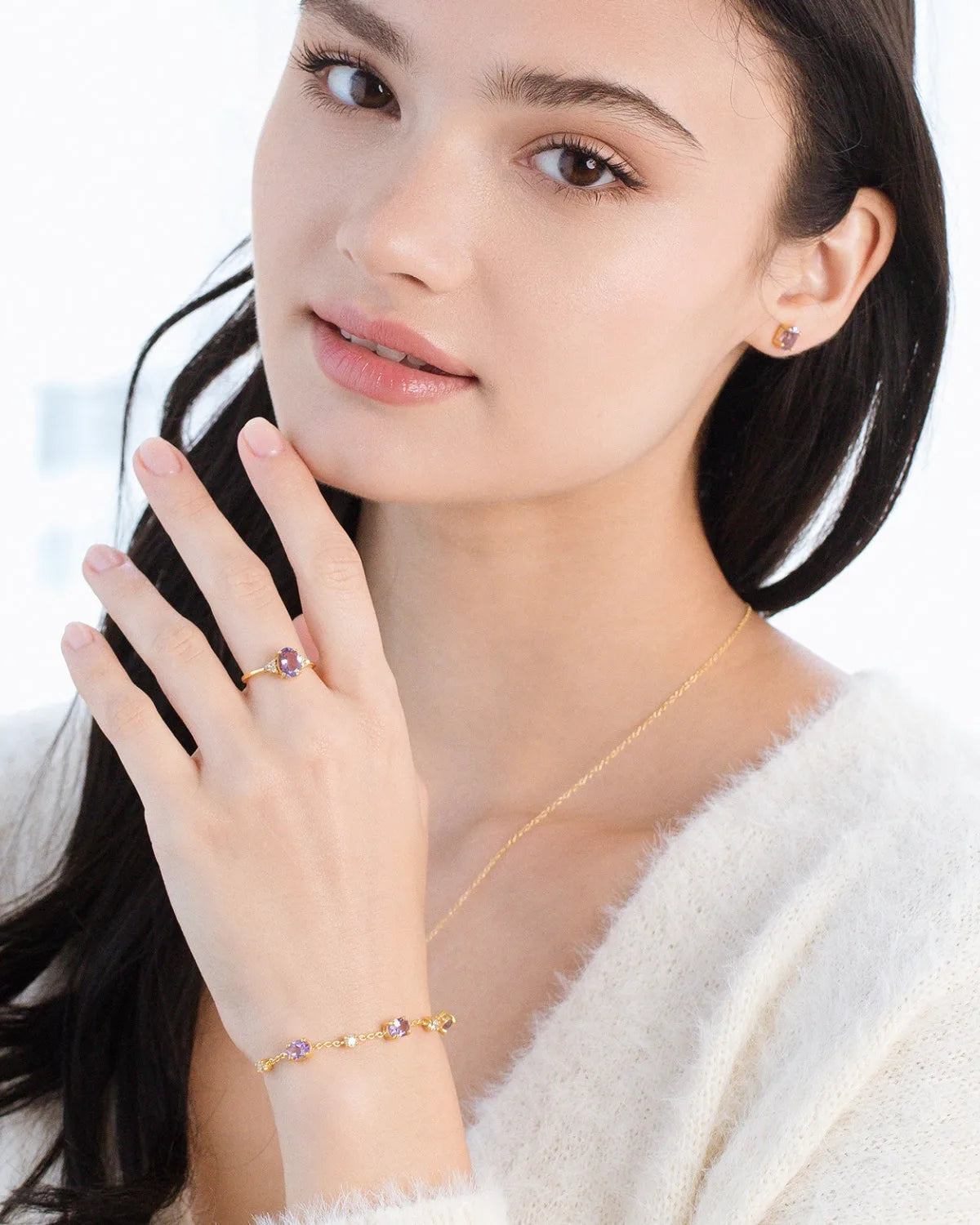 Lavender Amethyst Bracelet in 18k Gold Vermeil - SJR London Timepiece