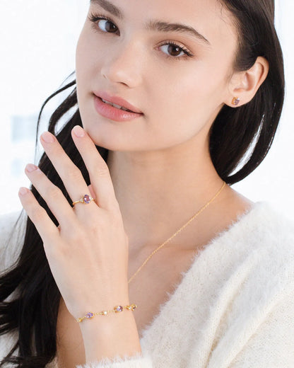 Lavender Amethyst Bracelet in 18k Gold Vermeil - SJR London Timepiece