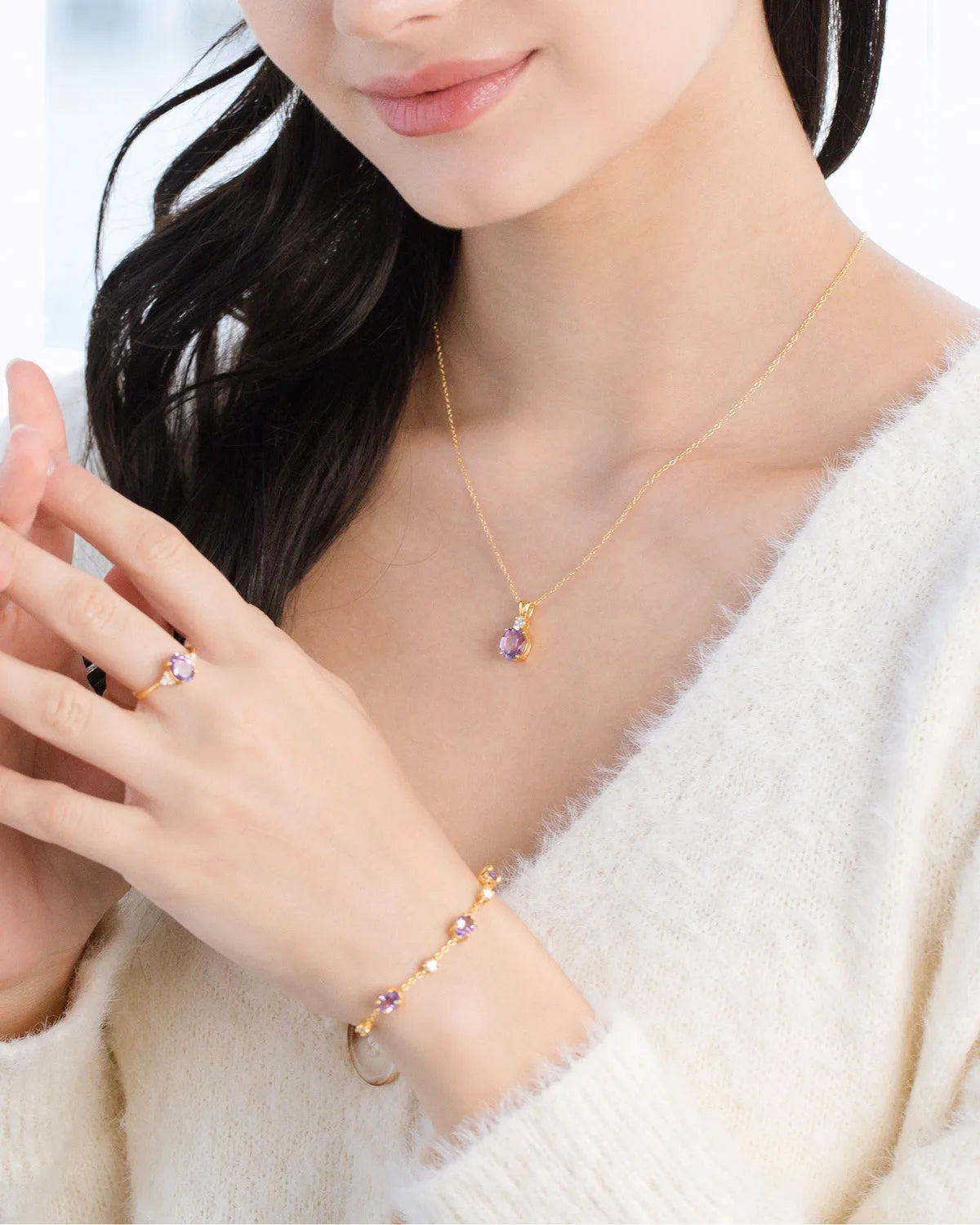 Lavender Amethyst Bracelet in 18k Gold Vermeil - SJR London Timepiece