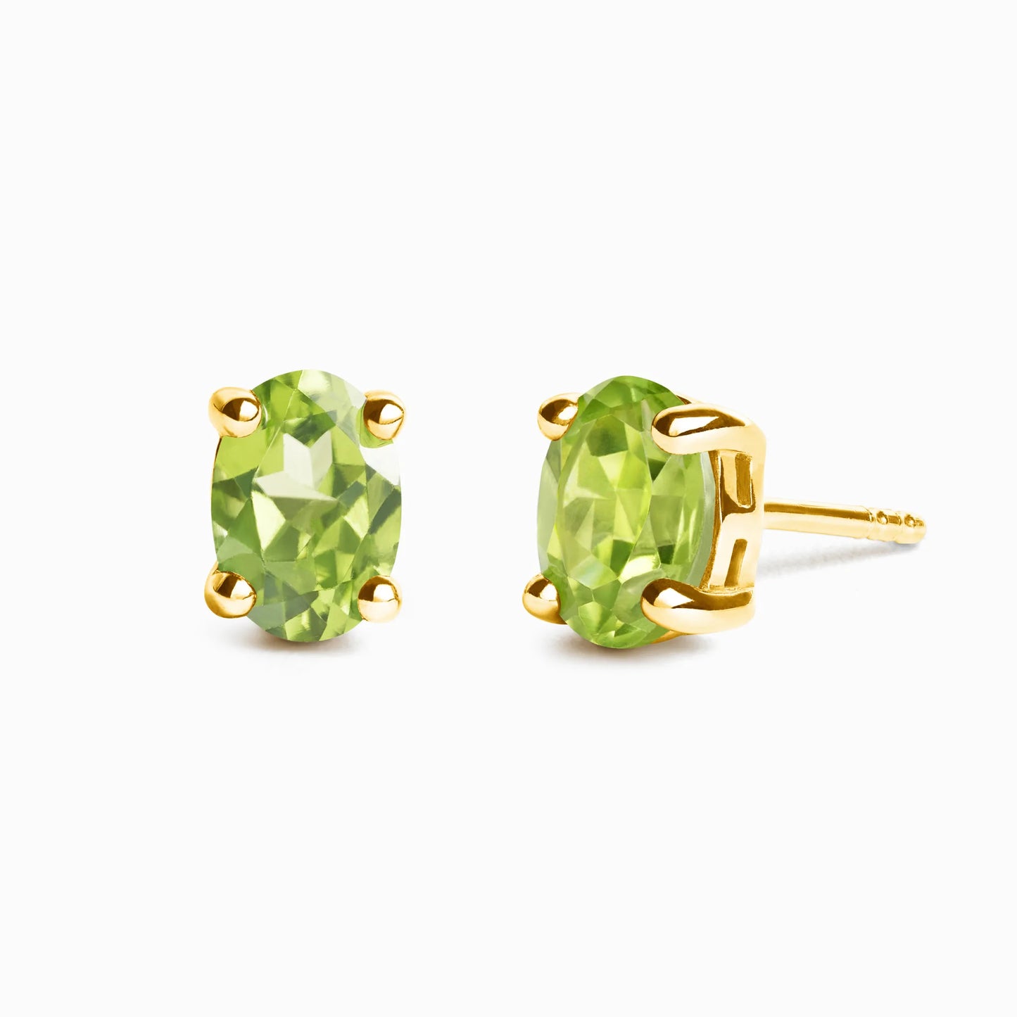 Peridot Oval Stud Earrings in 18k Gold Vermeil - SJR London Timepiece