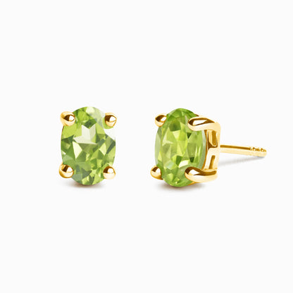 Peridot Oval Stud Earrings in 18k Gold Vermeil - SJR London Timepiece