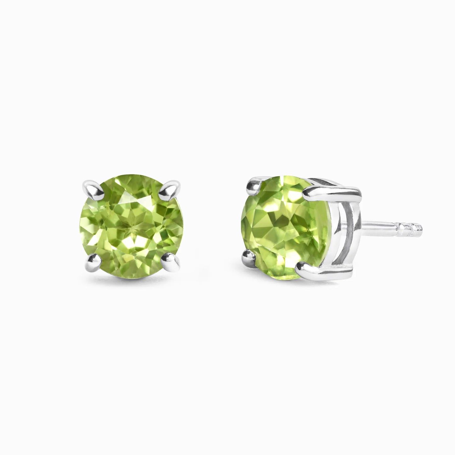 Peridot Round Stud Earrings 6 mm in Sterling Silver - SJR London Timepiece
