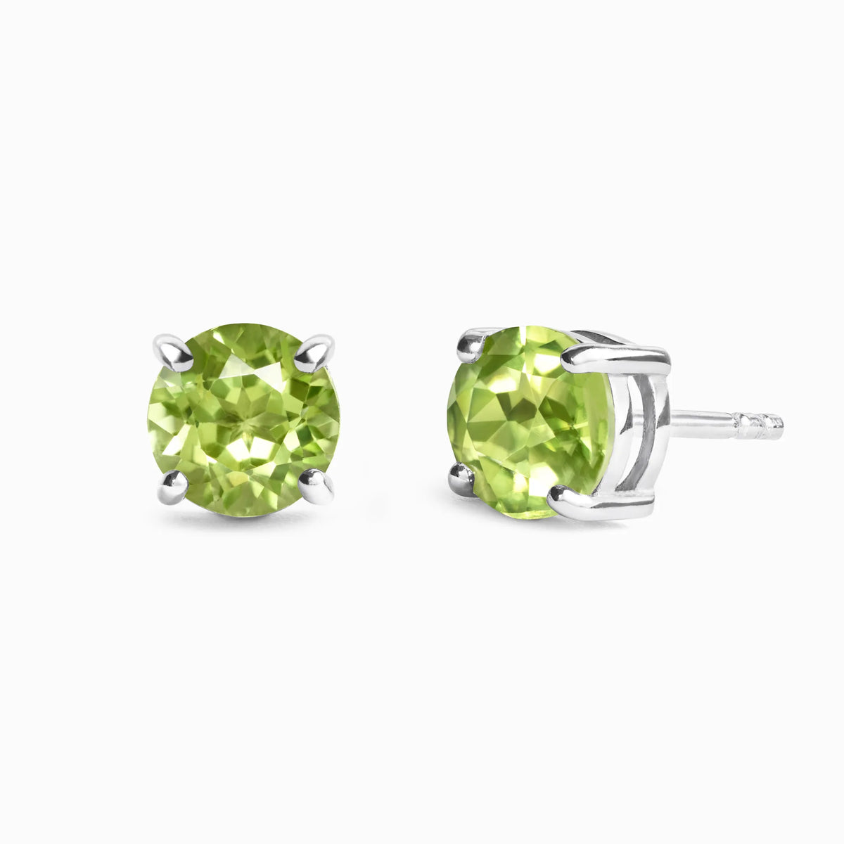 Peridot Round Stud Earrings 6 mm in Sterling Silver - SJR London Timepiece