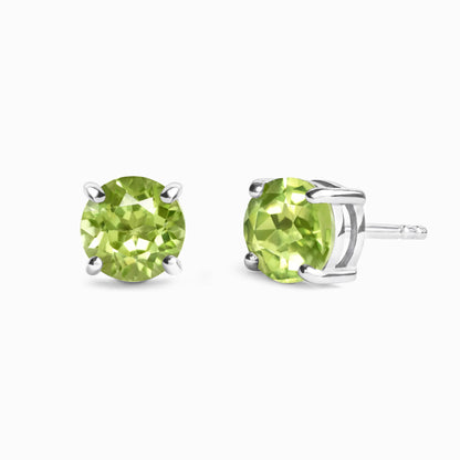 Peridot Round Stud Earrings 6 mm in Sterling Silver - SJR London Timepiece