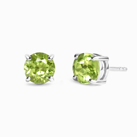 Peridot Round Stud Earrings 6 mm in Sterling Silver - SJR London Timepiece