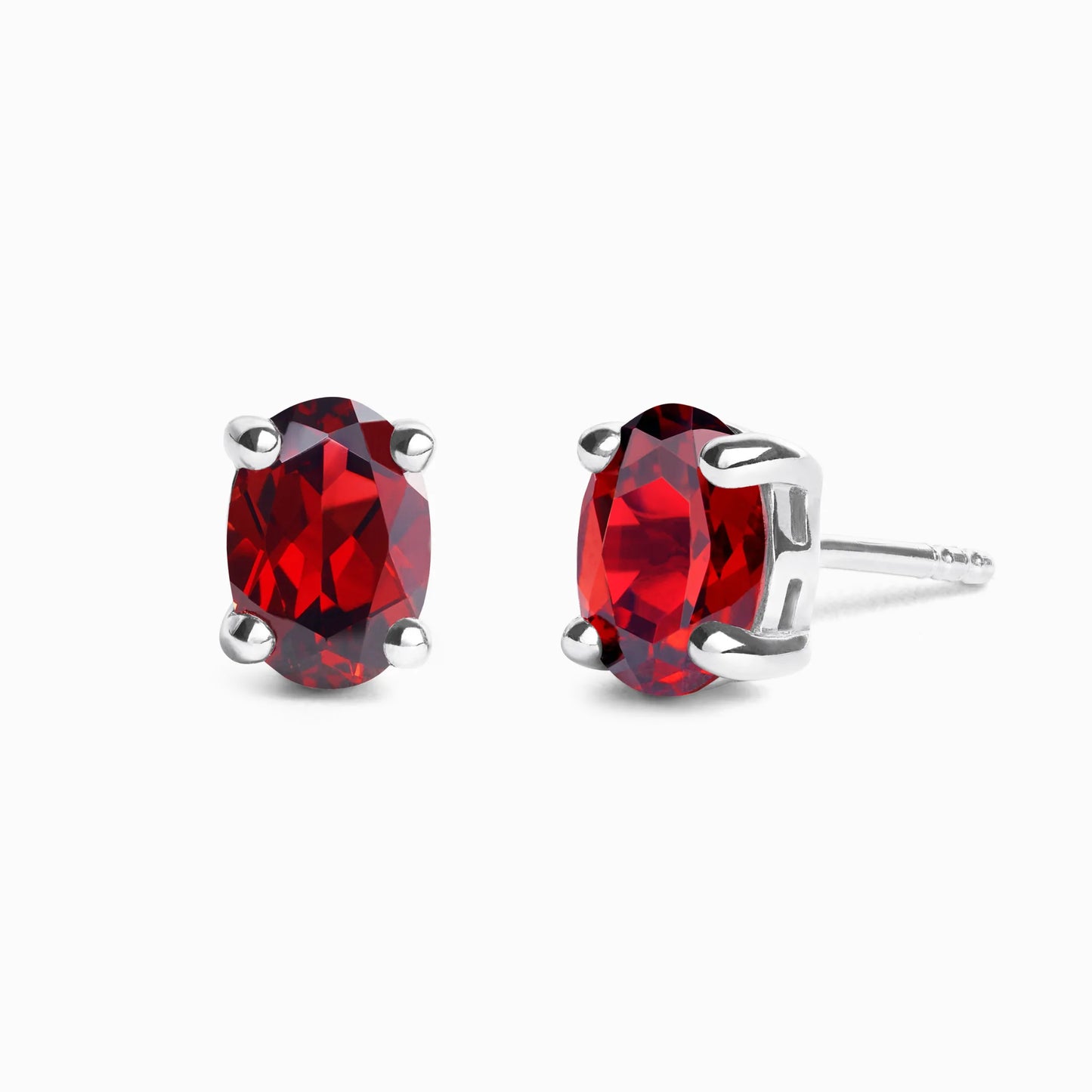 Garnet Oval Stud Earrings in Sterling Silver - SJR London Timepiece