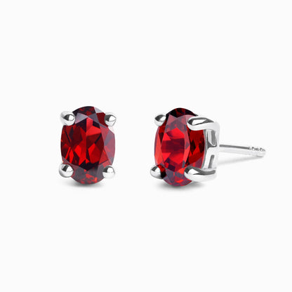 Garnet Oval Stud Earrings in Sterling Silver - SJR London Timepiece