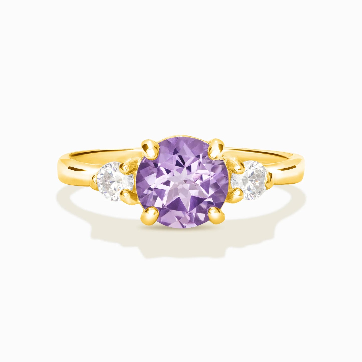 Lavender Amethyst Three Stone Ring in 18k Gold Vermeil - SJR London Timepiece