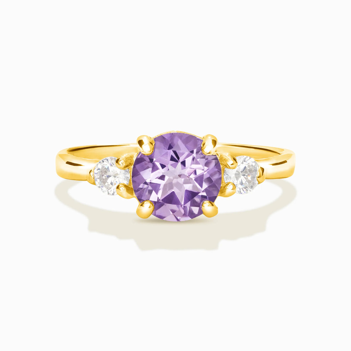 Lavender Amethyst Three Stone Ring in 18k Gold Vermeil - SJR London Timepiece