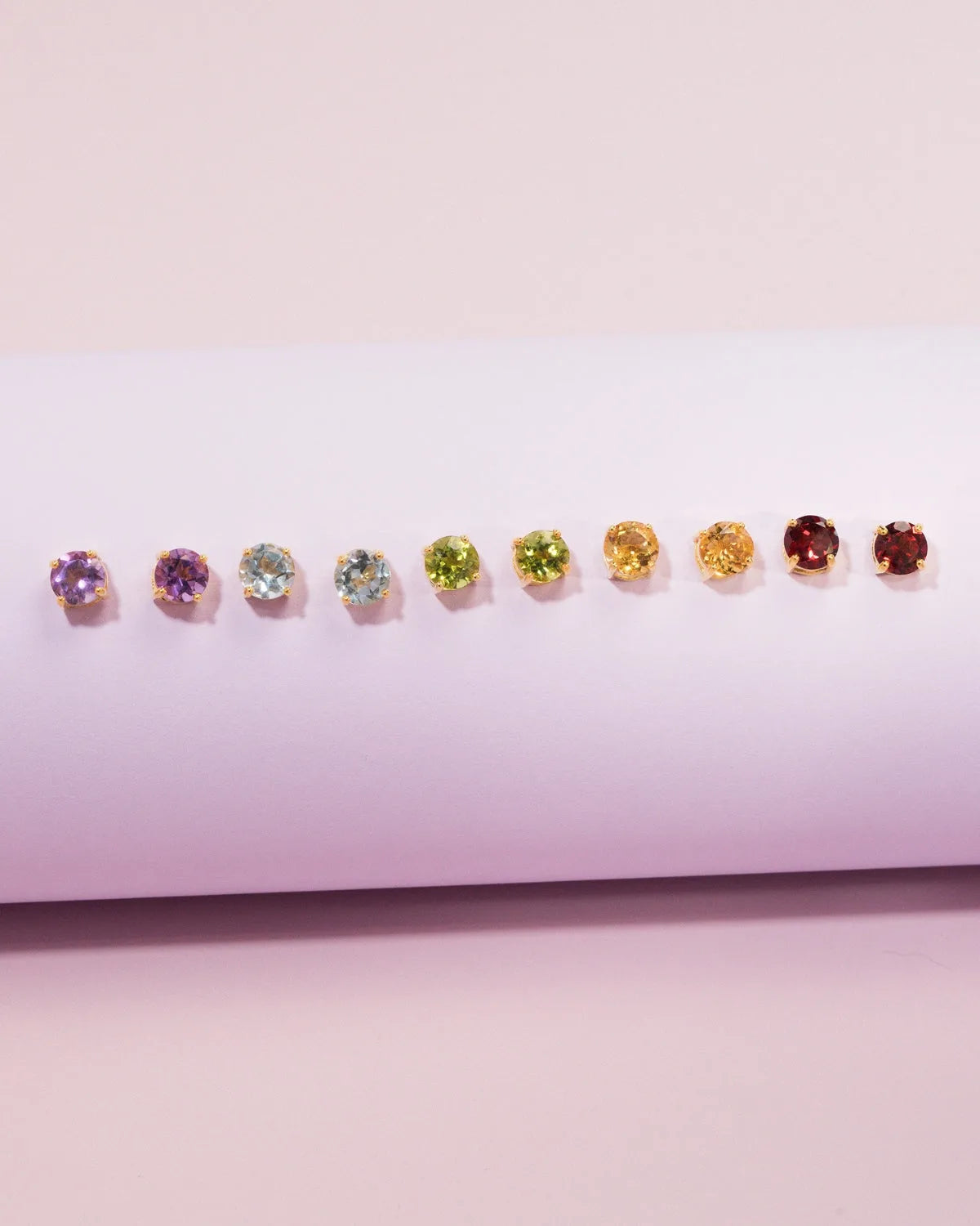 Garnet Round Stud Earrings 6 mm in 18k Gold Vermeil - SJR London Timepiece